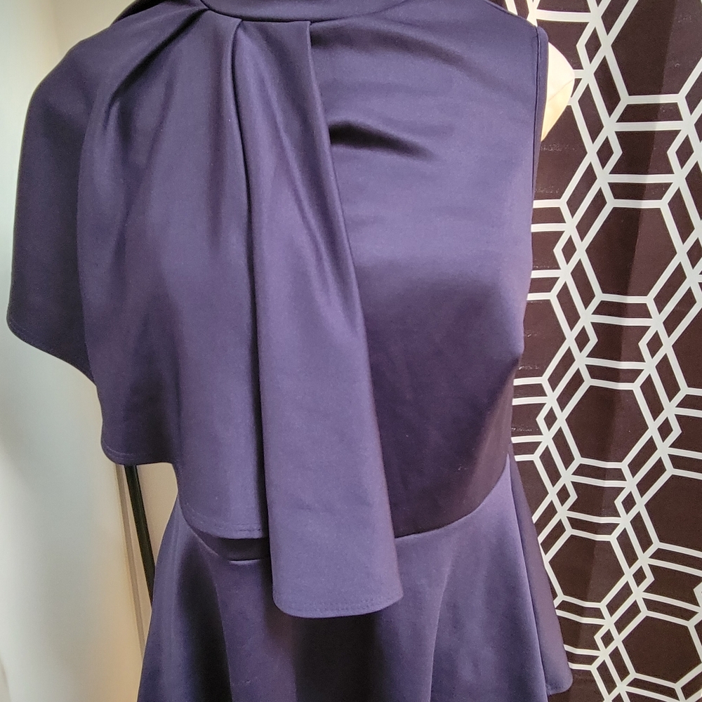 Ashley Stewart Navy Blue Peplum Top
